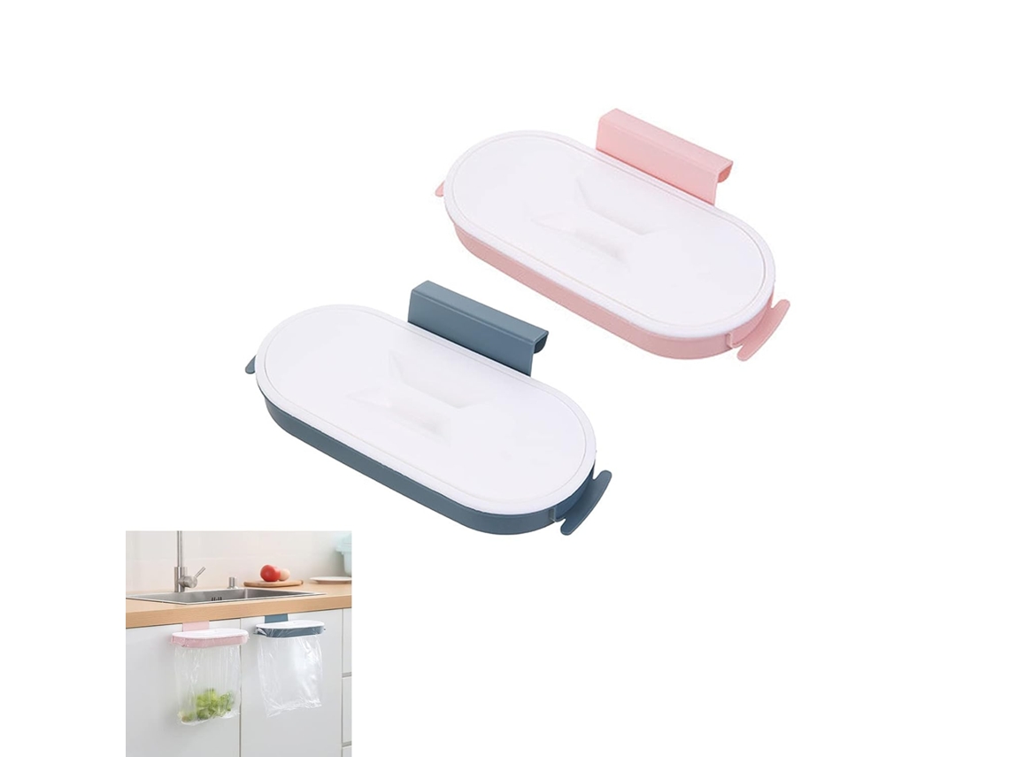 2 suportes para sacos de lixo de cozinha, suportes para sacos plásticos, latas de lixo suspensas Slowmoose