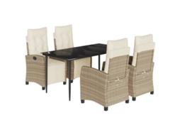 Conjunto de 5 Jantar para Jardim com Almofadões Vime Pe Bege MAISON EXCLUSIVE