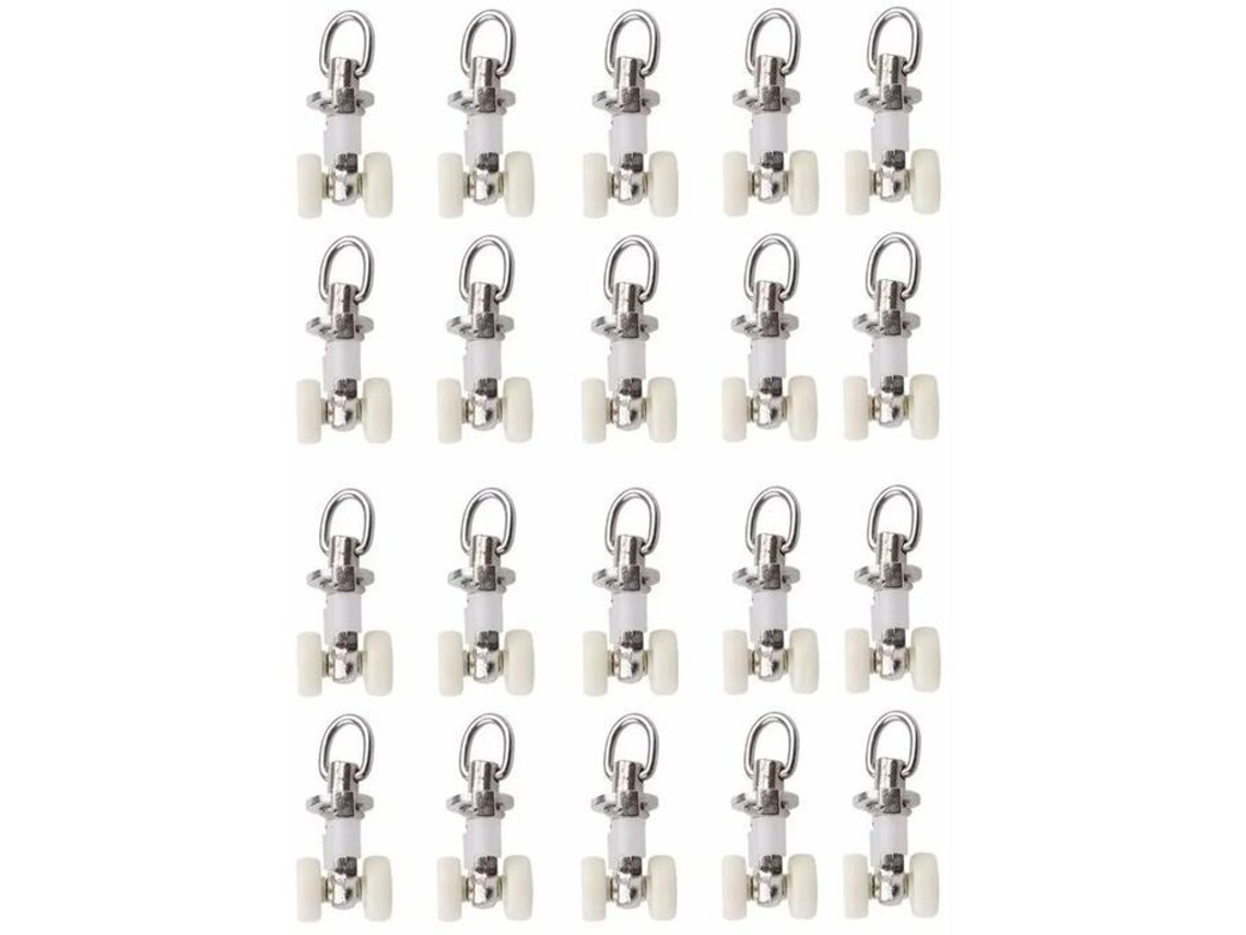 Conjunto De 20 Rodízios Deslizantes Para Trilho De Cortina, Em Plástico, Com Rodas Duplas E Em Liga De Alumínio(pequenos)