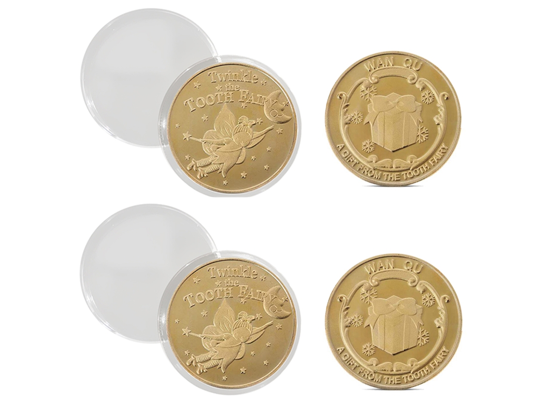 Moedas Fada Dentes Ouro 4 Peças Crianças