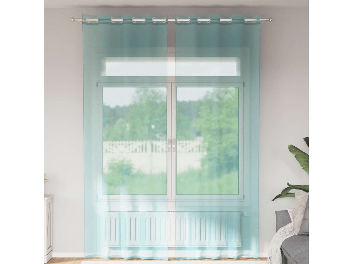 Vidaxl Cortinas De Voile Com Ilhós 2 Pcs Turquesa