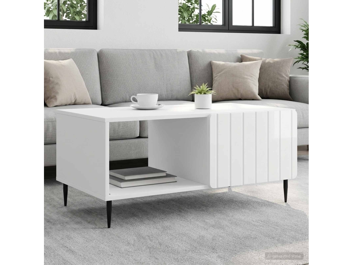 Vidaxl Mesa De Centro Branco Brilhante 90 X 50 X 40 Cm