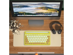 Teclado HEXINYIGJLY Bluetooth 2.4g Dual Mode 3 Dispositivos Recarregável, Silencioso, para Ipad/iphone/pc/android Amarelo