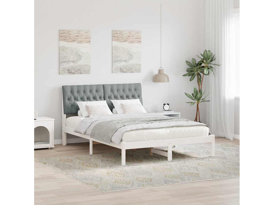 Vidaxl Estrutura De Cama Com Cabeceira Estofada Branco 160 X 200 Cm