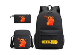 KOHREE Conjunto de Três Peças de Mochila Escolar de Estudante Chainsaw Man