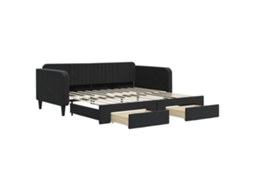 Sofá Cama com Gavetão e Gavetas 100x200 cm Veludo Preto MAISON EXCLUSIVE