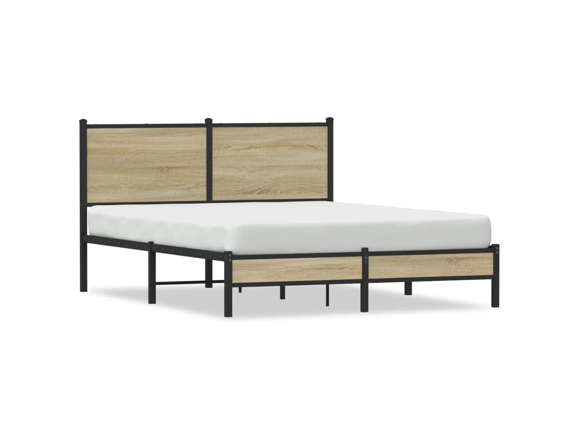 Bed Frame, Bed Frames Vidaxl Marrom Aço (140 X 200 Cm)