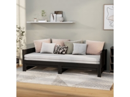 Estructura de sofá cama extraíble de pino macizo negro, 2 unidades (90 x 190 cm)