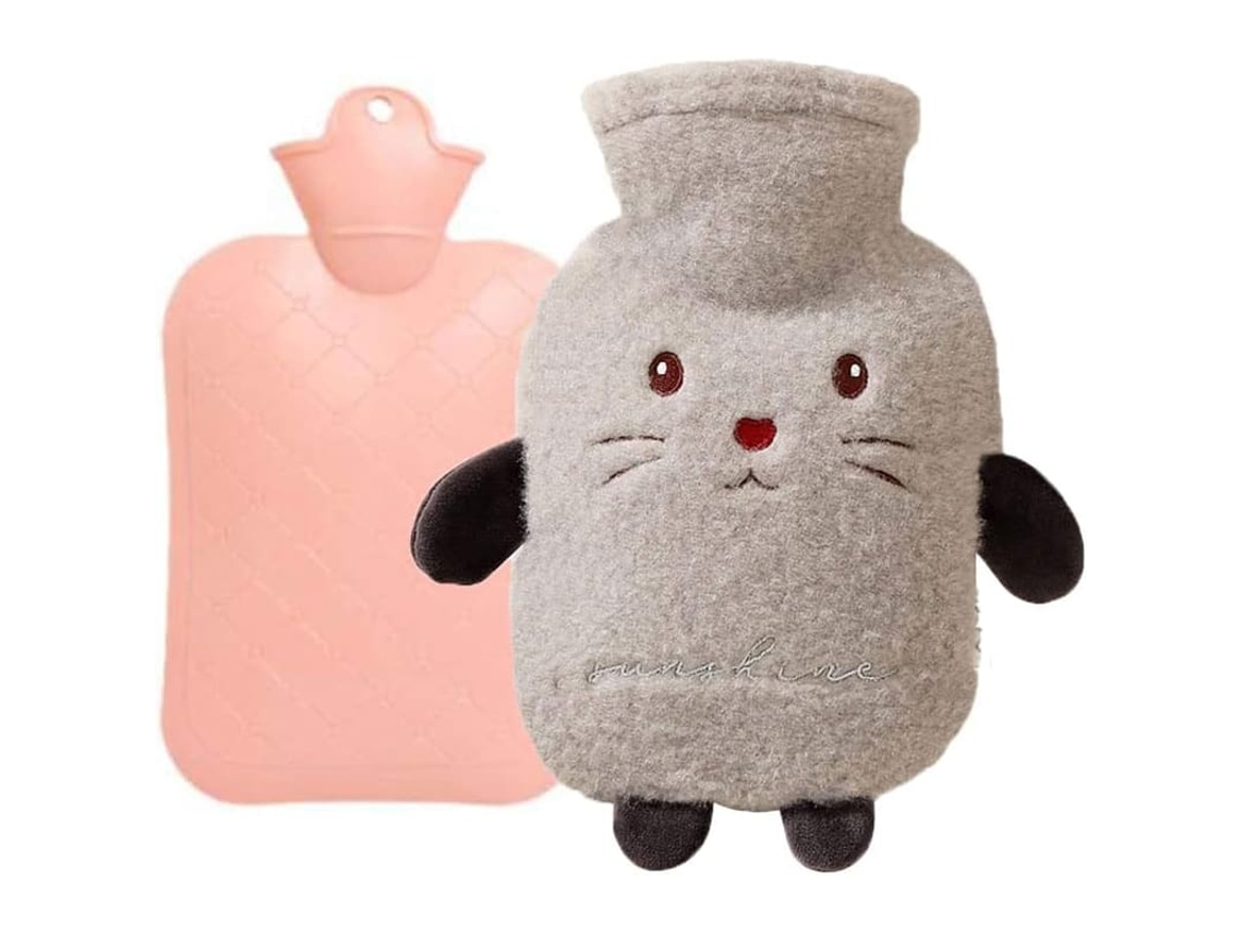 2026-botella De Água Quente Linjou Com Capa Macia, Padrão De Pelo Macio, Presente Ideal Para Família Ou Amigos (cinza)