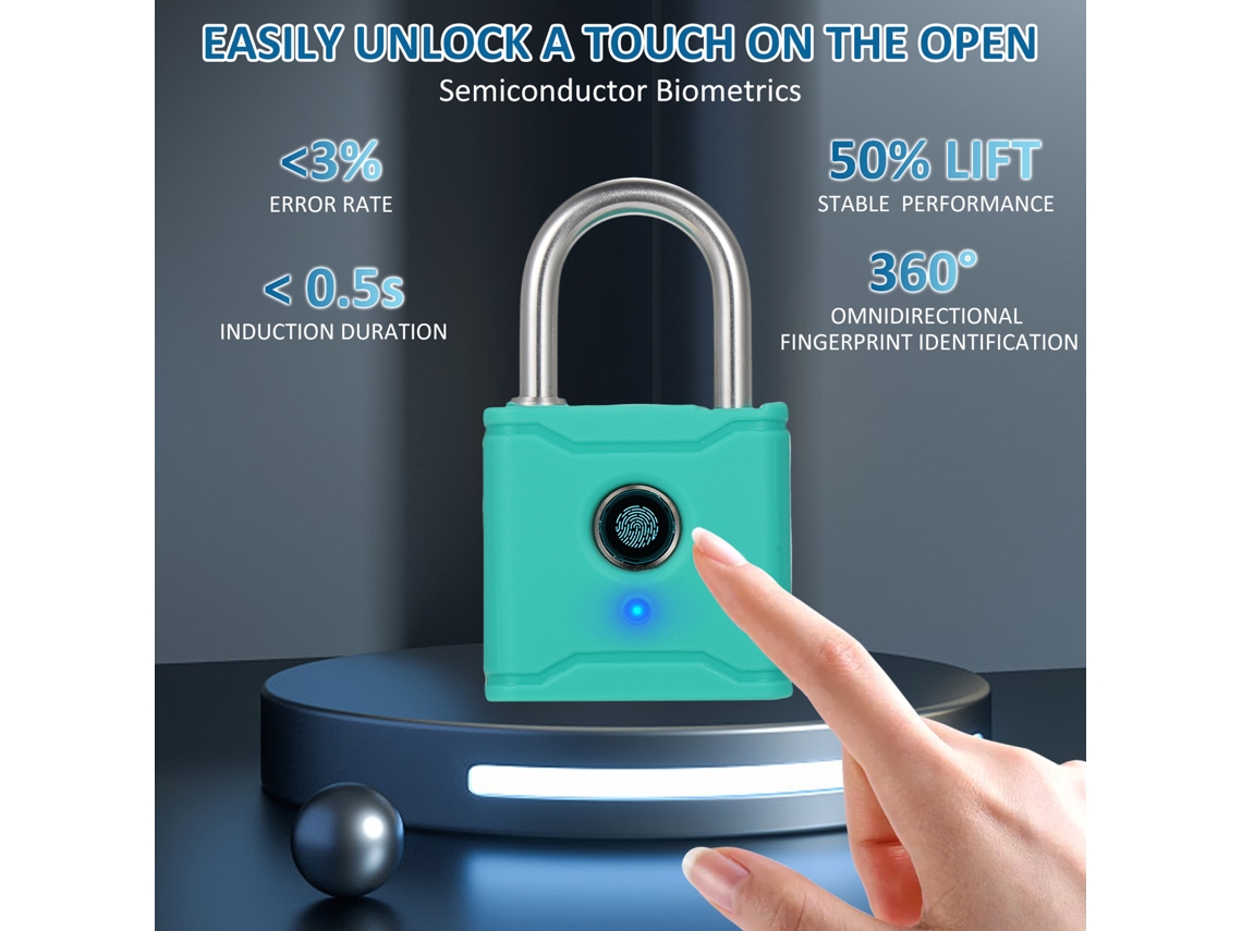 Laxiscreed Cadeado Inteligente Bluetooth Com Impressão Digital, Recarregável E Sem Chave