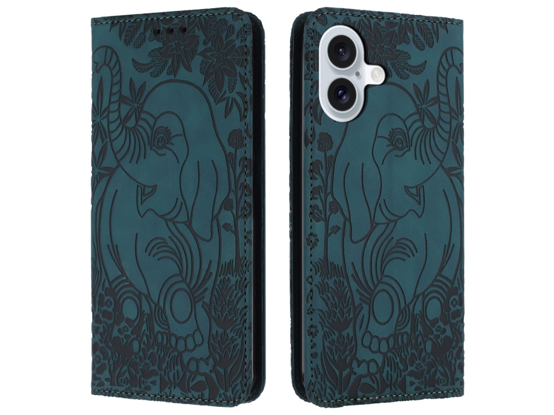 Capa Em Couro Pu, Para Apple Iphone 16 - Cor Verde