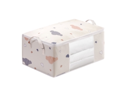 Sacola de Armazenamento para Edredons Cobertores Roupa 75l com Janela Transparente e Alças Reforçadas
