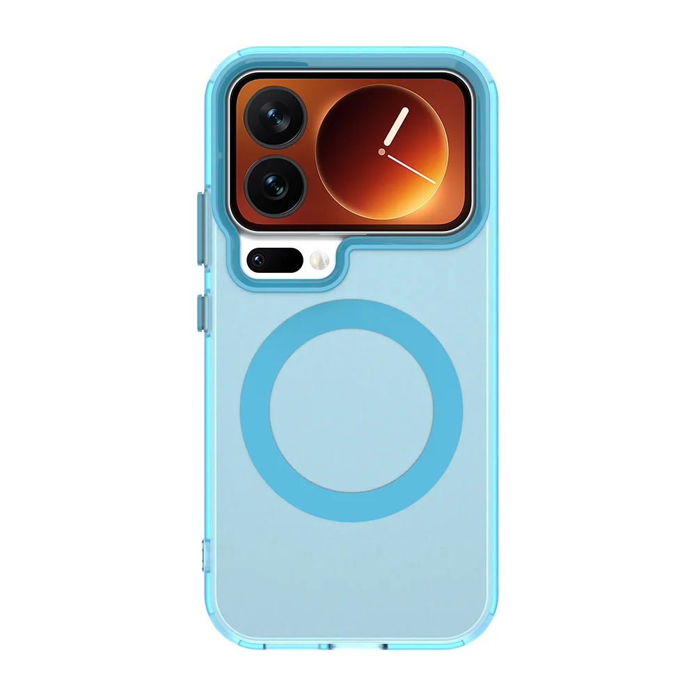 Capa Protetora Transparente Fosca Para Carregamento Sem Fio Magnético Magsafe (xiaomi 15t Pro Azul)