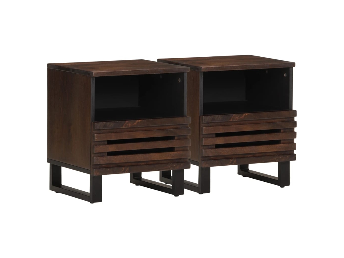 Vidaxl Mesas De Cabeceira 2 Pcs 40x34x46 Cm Madeira Mangueira Maciça