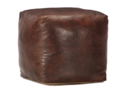 Vidaxl Pufe 40x40x40 Cm Couro De Cabra Genuíno Castanho-escuro