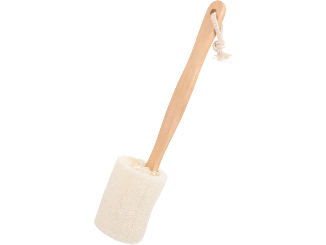 Escova Esfoliante Eringogo Com Cabo De Madeira Bucha Natural Para Banho Em Casa, Limpeza Da Pele E Remoção De Células