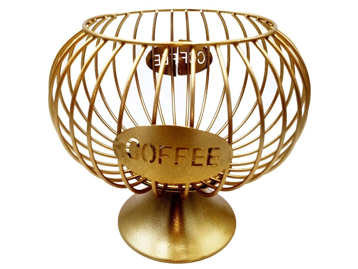 Cesto De Armazenamento Cápsulas Café Durável, Porta-cápsulas Organizador Cozinha Para Casa, E Hotel, Dourado.
