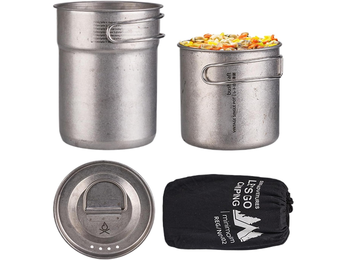 Conjunto De 2 Panelas Dobráveis De Aço Inoxidável Para Camping Com Alça Ideais Para Atividades A Gokoco