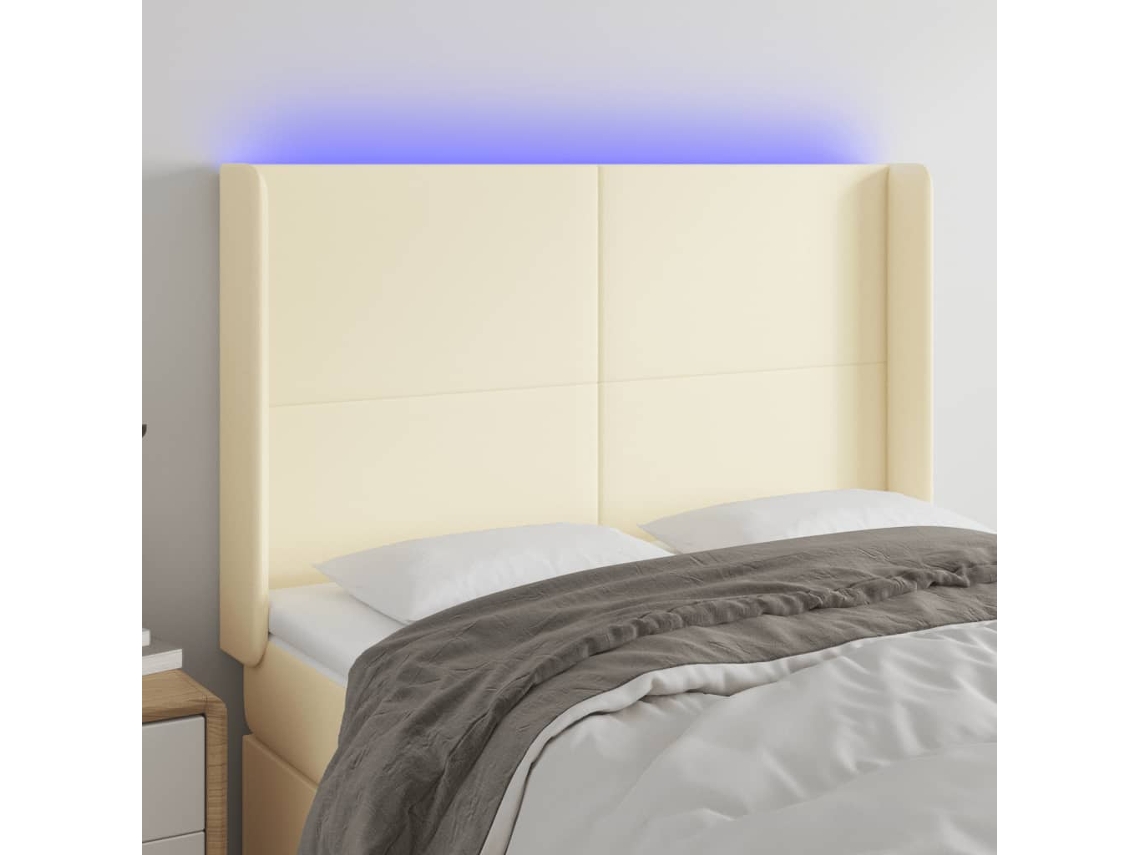 Led Headboard, Led Headboards Vidaxl Creme Couro Artificial (147 X 16 X 118/128 Cm)