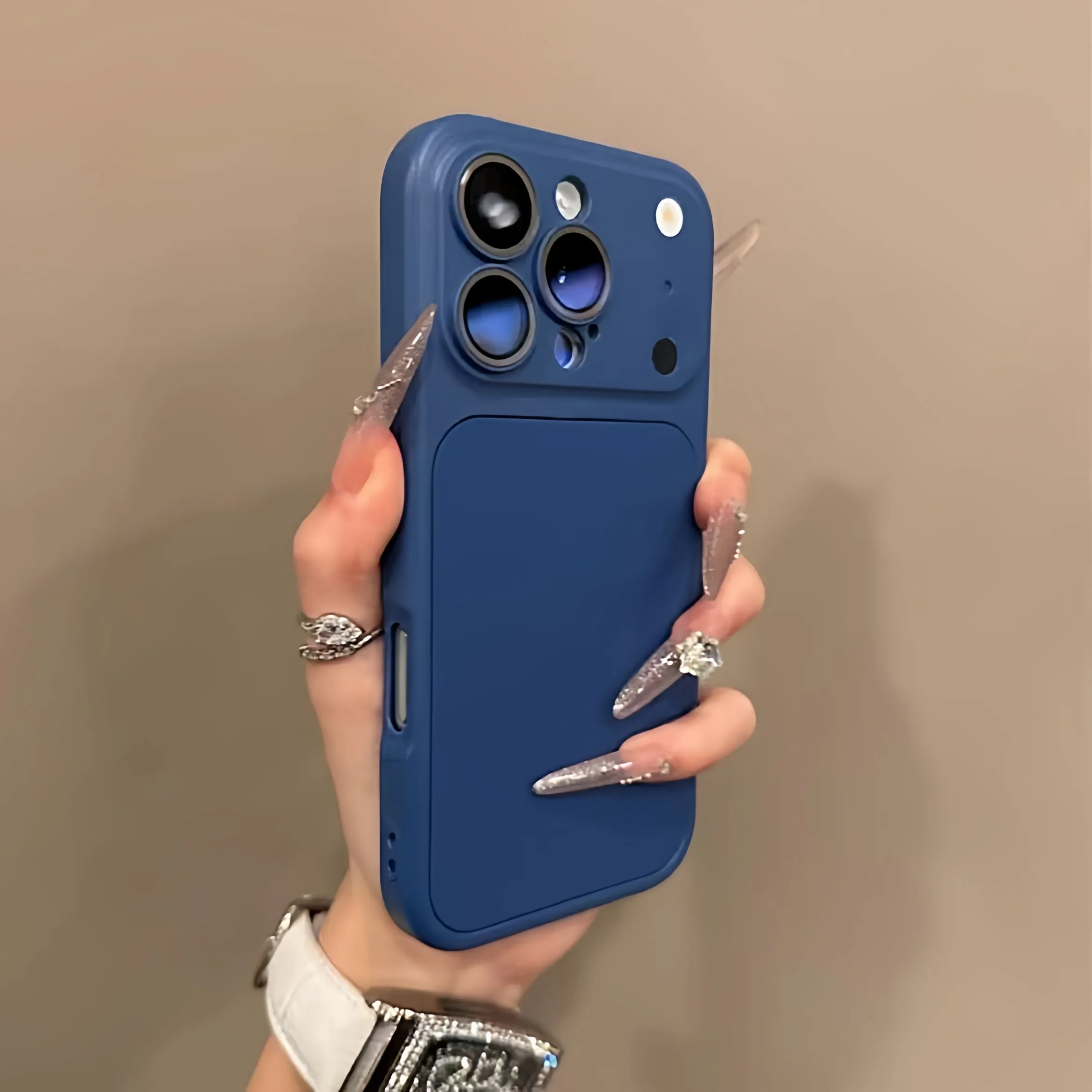 Capa 2 Em 1 Para Iphone 17 (azul), Com Proteção Fosca Para A Lente Contra Impactos.