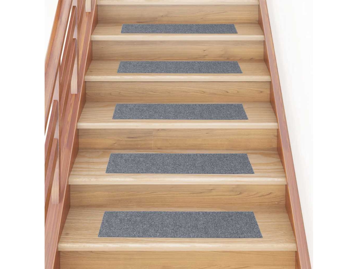 Vidaxl Tapetes De Escada Autoadesivos 30 Peças 76x20 Cm Cinza Claro Retangulares