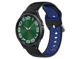 Bracelete Para Samsung Galaxy Watch 6 Classic (47mm) - Silicone Respirável Duas Cores (20mm) - Preto + Azul