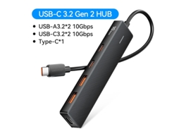 Yizhood USB C Hub Tipo C para USB 3.2 4 Port Docking Station para Macbook Pro Ipad Pro Samsung Galaxy Note 10 S10 Hub USB Preto
