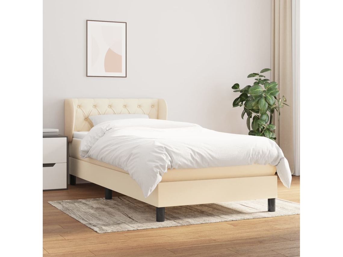 Vidaxl Cama Com Molas/colchão 80x200 Cm Tecido Cor Crème