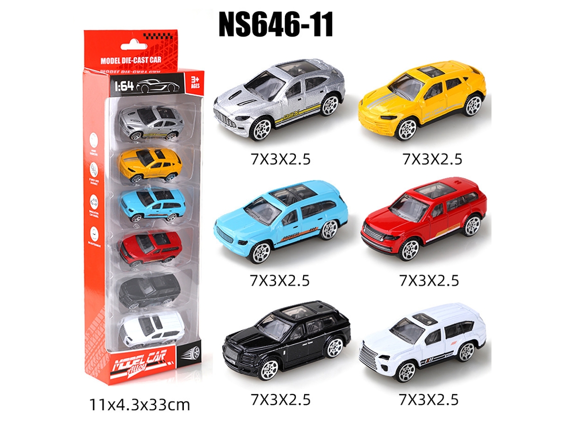 (6 Carros) Miniaturas De Carros Deslizantes Em Escala 1/64, Brinquedos Infantis