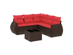Conjunto de Sofá de Jardim, 6 Peças, Almofadas, Rattan Preto MAISON EXCLUSIVE