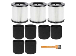 Conjunto De 3 Filtros Hepa Para Aspirador De Pó E Água Dewalt Dcv580h E Dcv581h 20v Max, Com 6 Filtros De Espuma._ozo