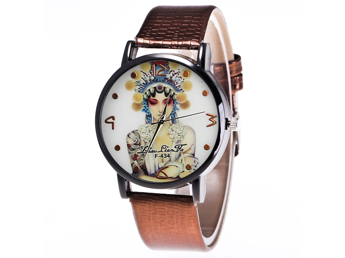 Reloj De Cuarzo Unisex Con Correa De Cuero Pu, Dial Redondo Y Diseño Personalizado (café)
