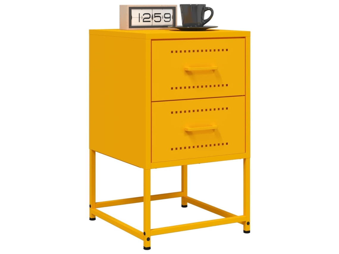 Vidaxl Mesas De Cabeceira 2 Pcs 36x39x60,5 Cm Aço Amarelo Mostarda