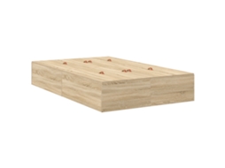 Conjunto 1 Estrado De Cama Com Arrumação Vidaxl Castanho Madeira De Pinho Maciça (120 X 200 Cm)