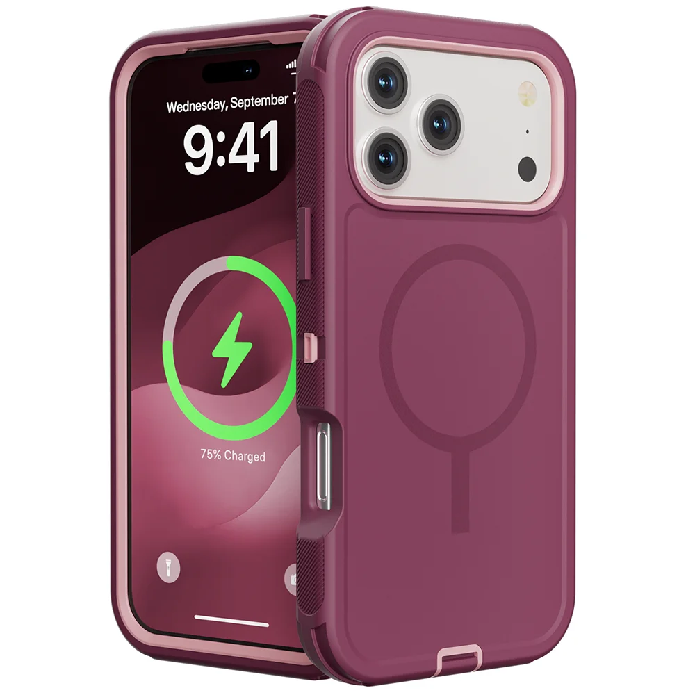 Capa Para Celular (bordô, Iphone 16 Plus), Suporte Magnético Magsafe, Capa Protetora À Prova De Choque.