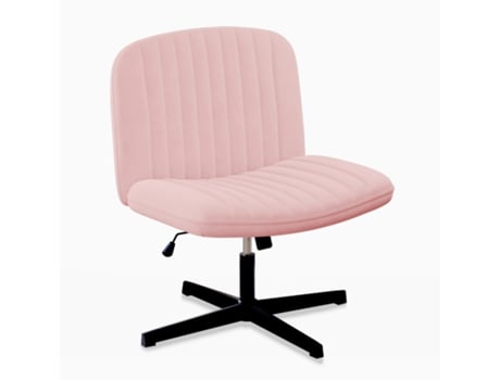 Cadeira De Escritório Sem Braços Sem Rodas Botifly Cadeira De Computador Com Assento Largo, Giratória A 360° (tecido De Veludo, Rosa)