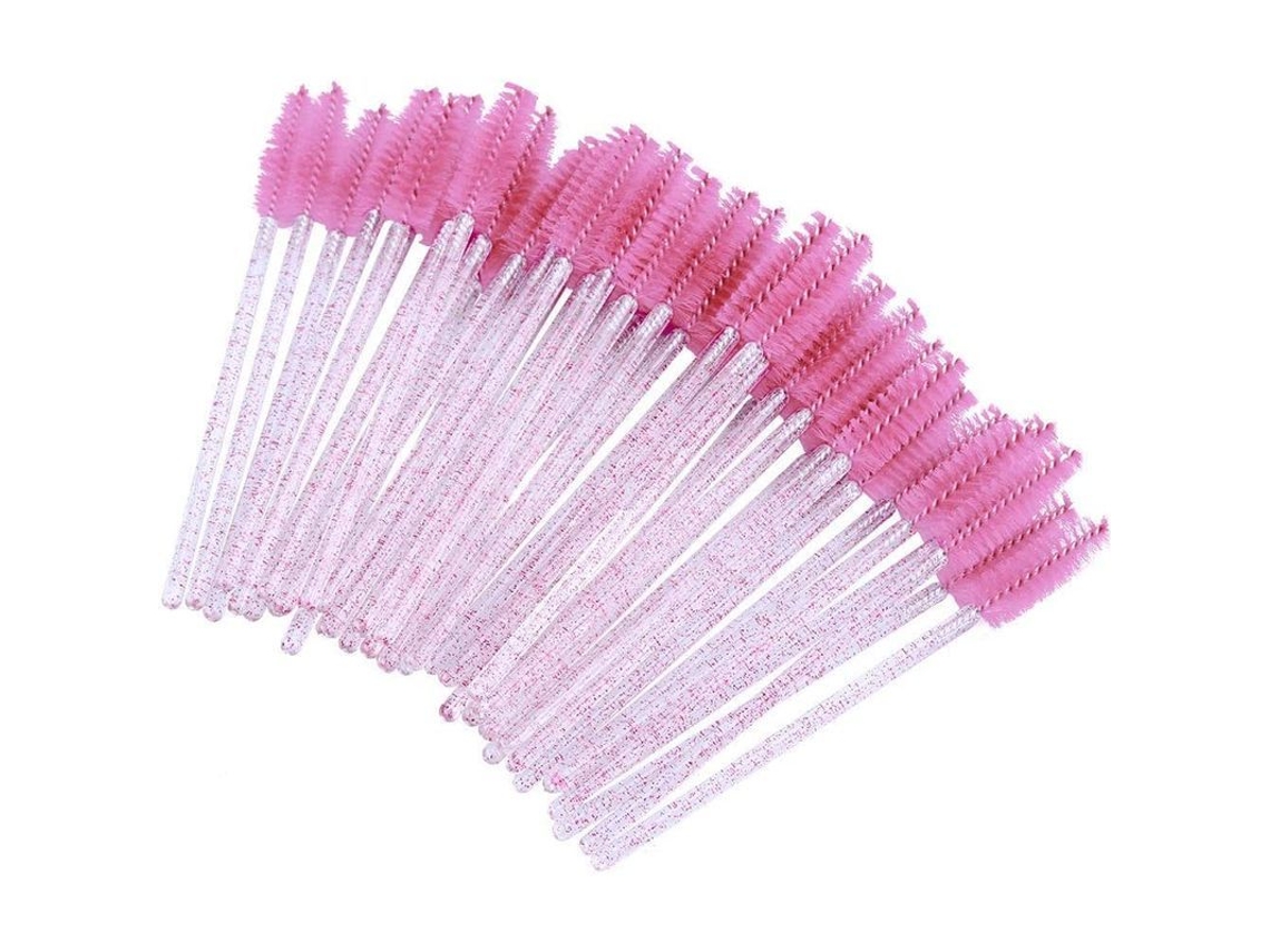 100 Pincéis De Olho Cristal Descartáveis, Pincéis De Máscara De Cílios Rosa, Aplicadores De Cílios