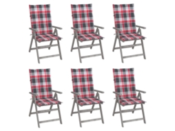 Vidaxl Cadeiras Jardim Reclináveis C/ Almofadões 6 Pcs Acácia Maciça