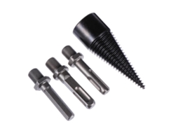 Conjunto De 4 Brocas De Aço Com Cone Divisor De Madeira E Ranhuras Antiderrapantes.
