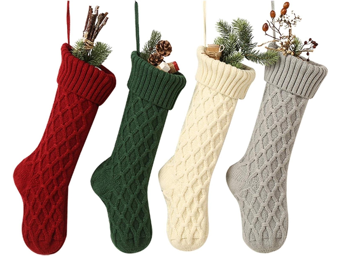 Meias De Natal De Tricô Trançado, Decorações Clássicas, Presente, 1 Peça Olysi Shop