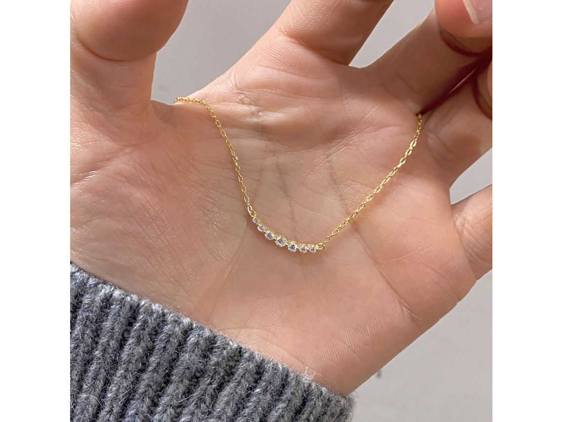 Colar Smile em Prata S925 com Pavé de Diamantes: Simples, Versátil, Requintado, Delicado e Moderno. MDUG