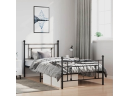 Vidaxl Estrutura de Cama com Cabeceira e Pés 100x200 Cm Metal Preto