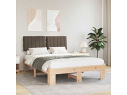 Vidaxl Estrutura De Cama Com Cabeceira Estofada Cinzento-acastanhado