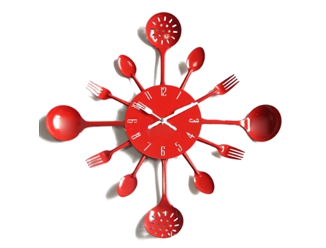 Relógio de Parede MISHA DIY Utensílios de Cozinha (Vermelho)