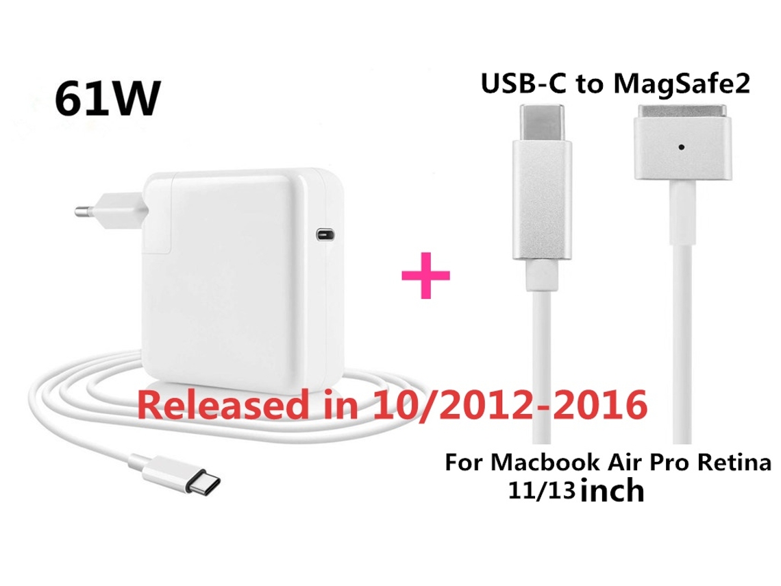 Lurelia Carregador Para Portátil A1718 A1882 Usb-c 61 W Para Apple Macbook Pro 13 M1 A1718