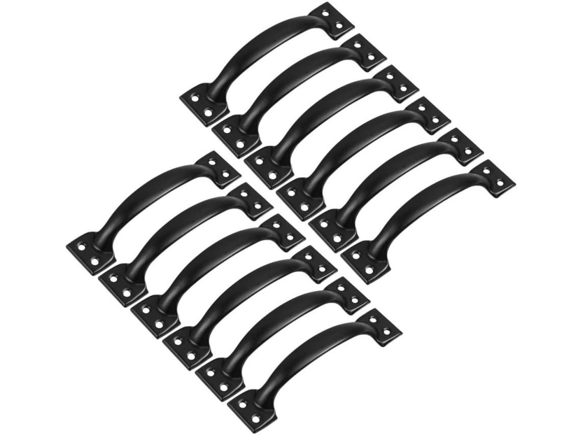 Conjunto de 12 peças com alça minimalista de ferro preto de 10 cm (4 polegadas) e design retrô elegante.
