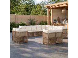 Vidaxl Conjunto De Sofá De Jardim 13 Unid. Bege Vime Pe