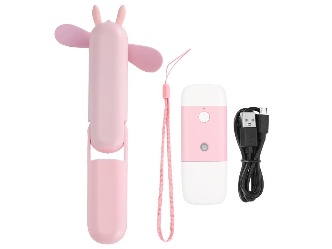 Ventilador Portátil Mini Plegable Usb Recargable Rosa Estudiante