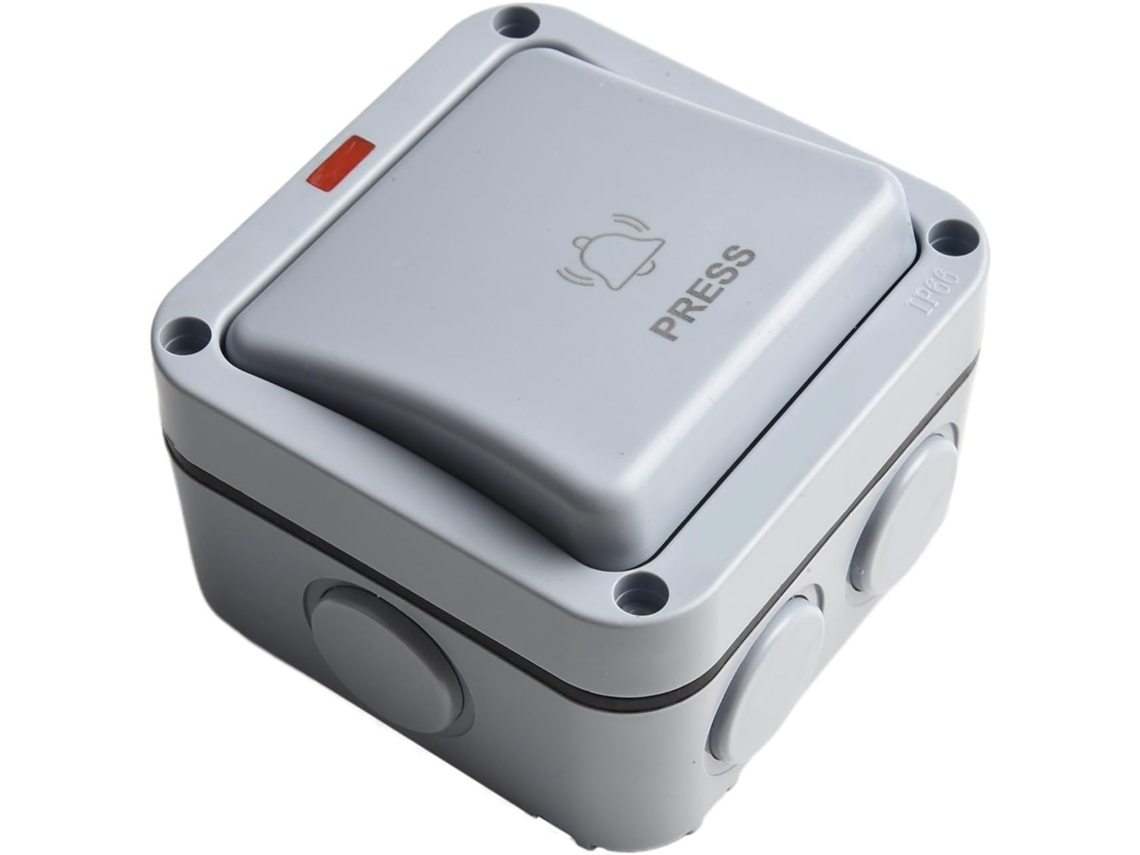 Ip66 Interruptor De Campainha Externa À Prova D Água, 220v 250v, 20a, Botão De Plástico Cinza Com Luz Noturna, Montagem