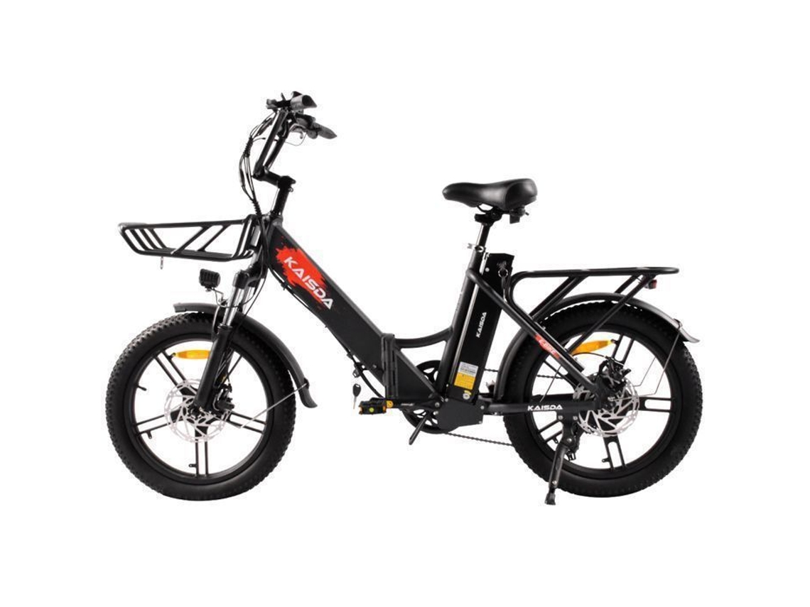 Bicicleta elétrica KAISDA K201, motor de 250 W, modelo feminino, bateria de 36 V 10,4 Ah, freios a disco mecânicos, duas velocidades.